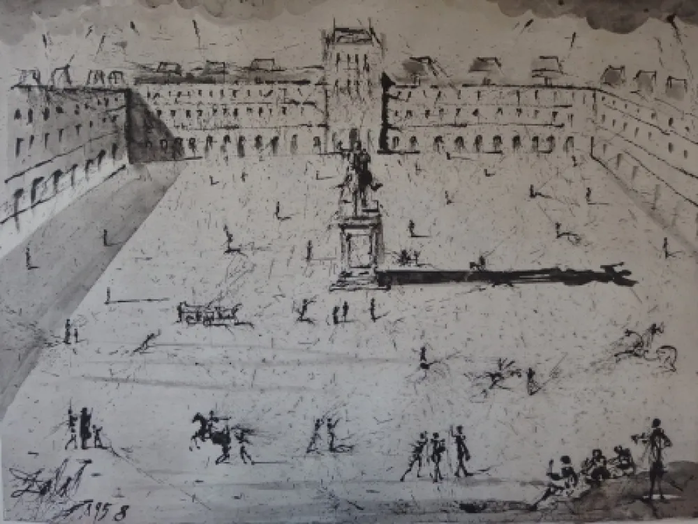 Gravura Dali - La Grande Place des Vosges, du temps de Louis XIII