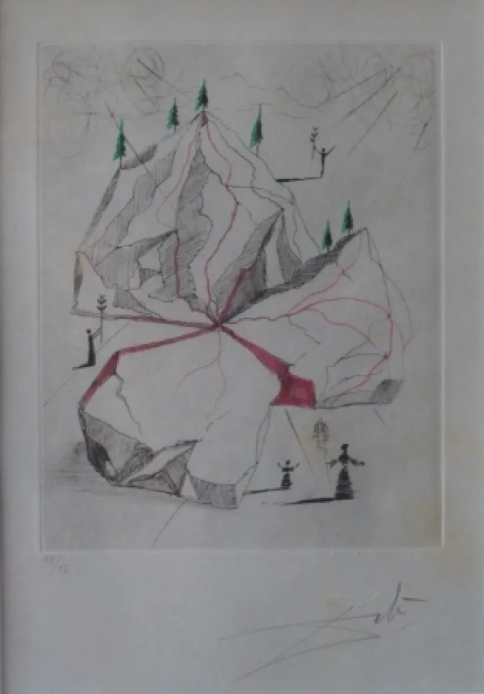 Água-Forte Dali - Poèmes de Mao Tse-Toung : Montagne de la Paix 