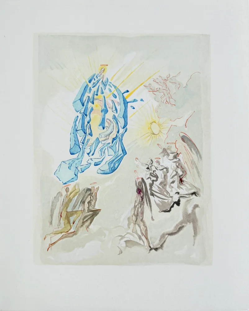 Xilogravura Dali - The Paradise, Canto 26 - Dante Recovers his Sight