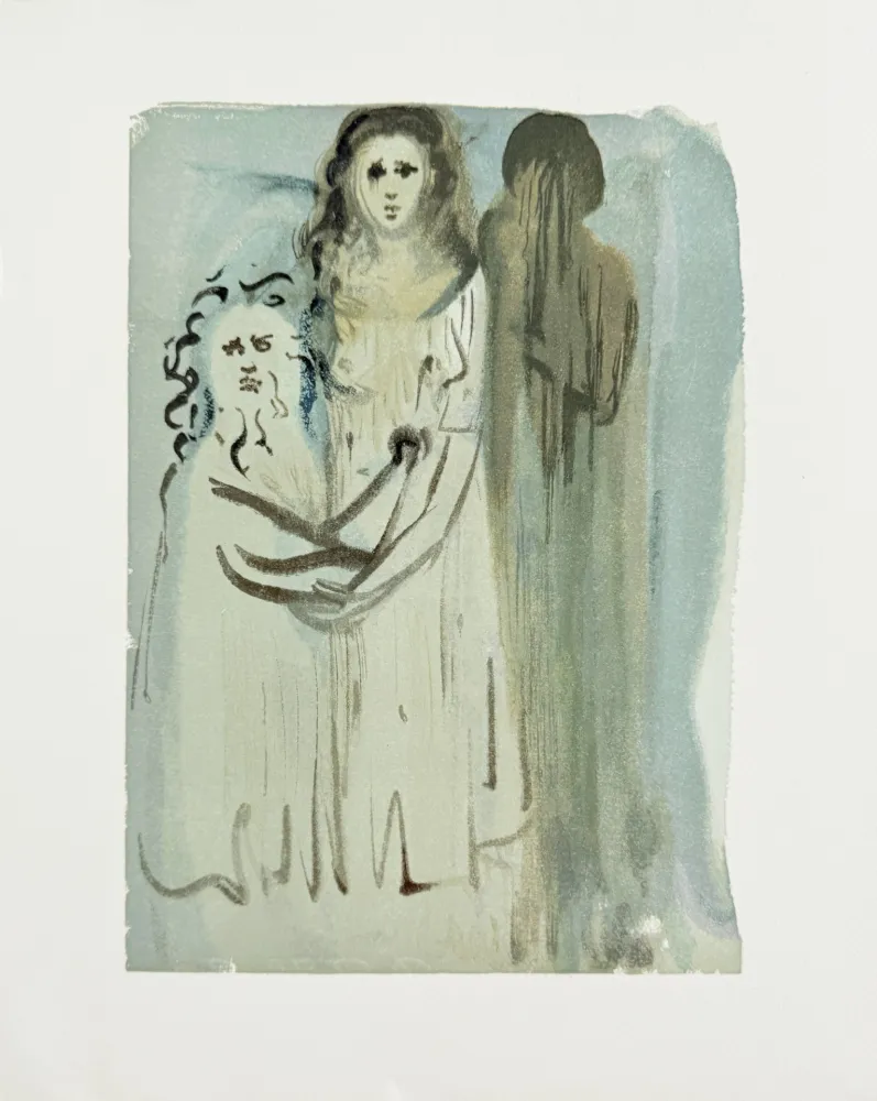 Xilogravura Dali - The Purgatory, Canto 16 - In the Cloud of Angry Ones