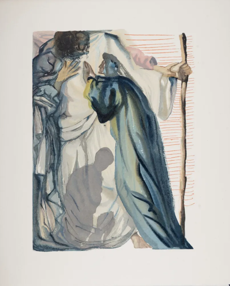 Xilogravura Dali - Un esprit interroge Dante, 1963