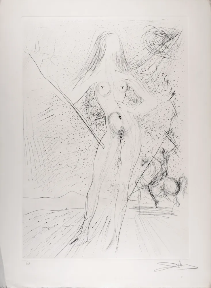 Gravura Dali - Vénus des Constellations avec picador, 1975 - Hand-signed - Large size.