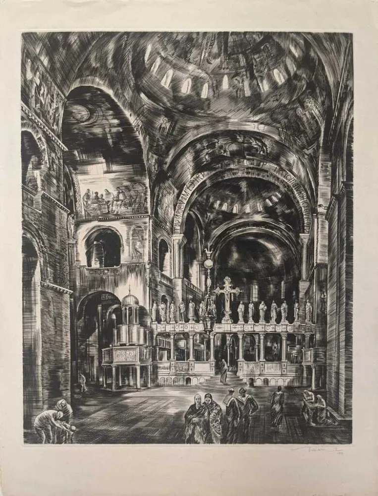 Água-Forte Decaris - Intérieur de Saint-Marc I (Venise) / Interior of St. Mark's, Venice