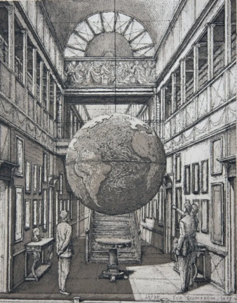 Água-Forte E Água-Tinta Desmazières - Entrance Hall with a Globe