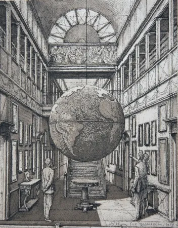 Água-Forte E Água-Tinta Desmazières - Entrance Hall with a Globe