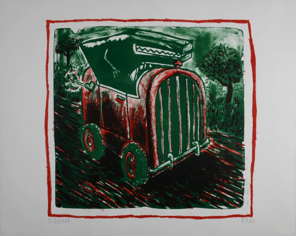 Litografia Di Rosa - La voiture de Raphaël, 1984