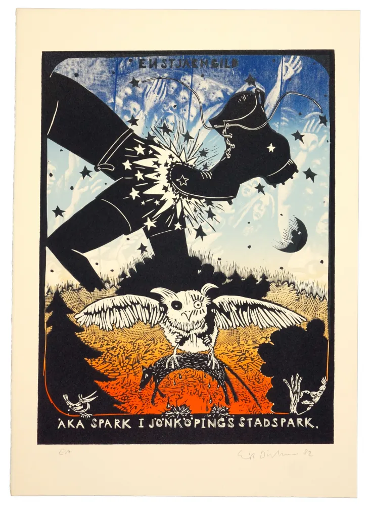 Linogravura Dietman - Aka