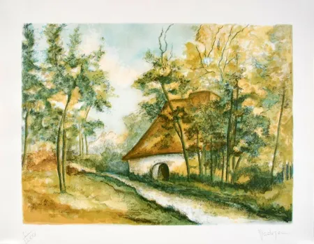 Litografia Dunoyer De Segonzac - La Chaumière