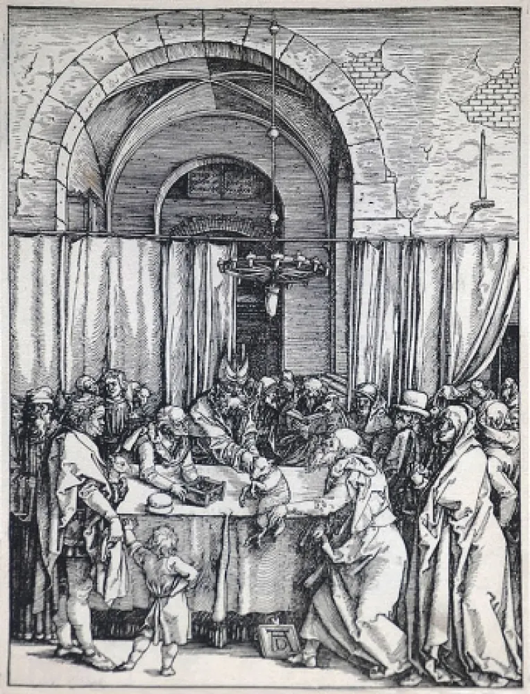 Xilogravura Durer - The Rejection of Joachim's Offering (The Life of the Virgin), c. 1504