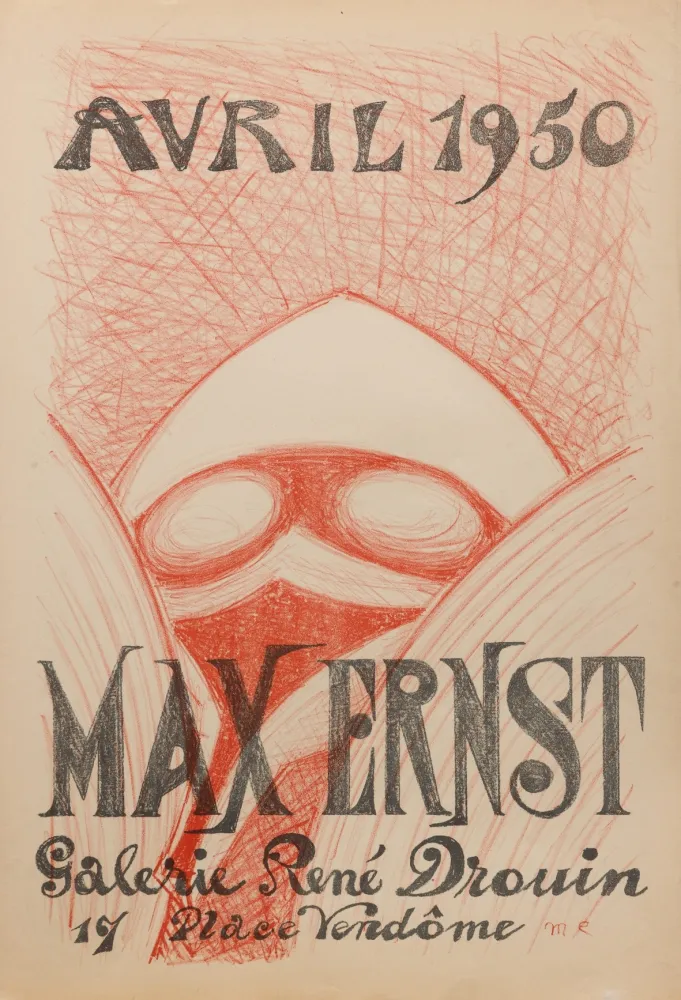 Litografia Ernst - MASQUE. [Affiche pour une exposition à la galerie René Drouin]