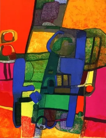 Litografia Esteve - Composition rouge