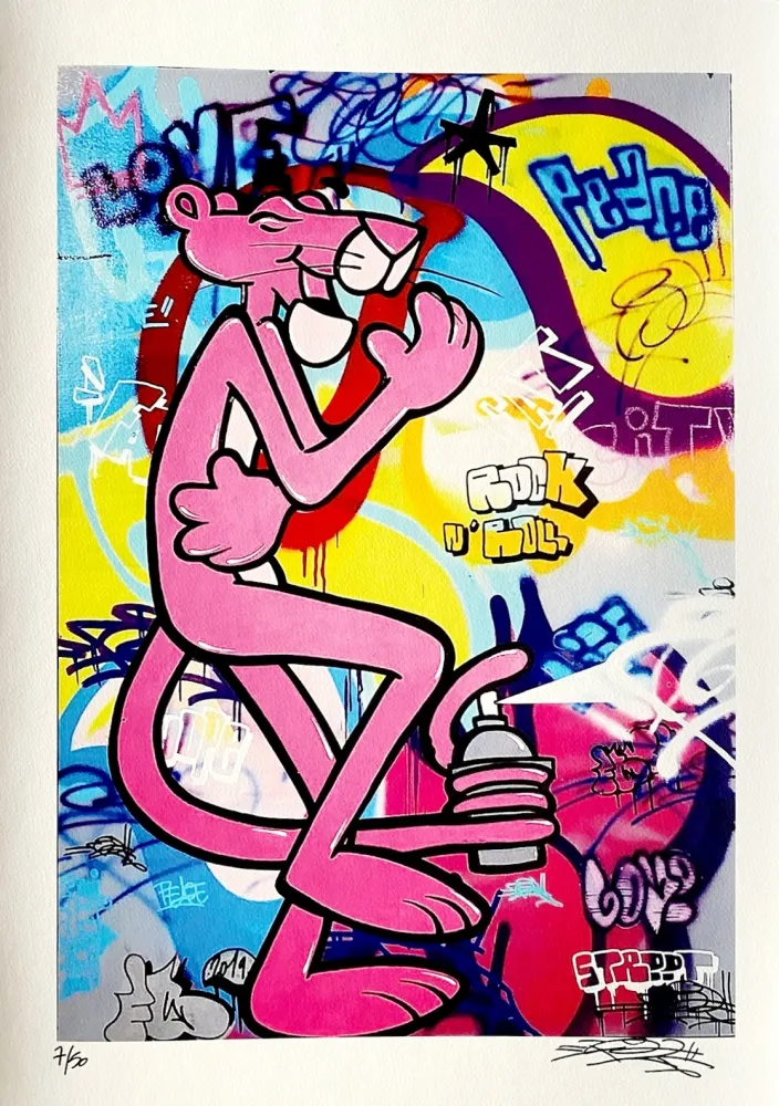 Litografia Fat - Pink Panther Rock & Roll