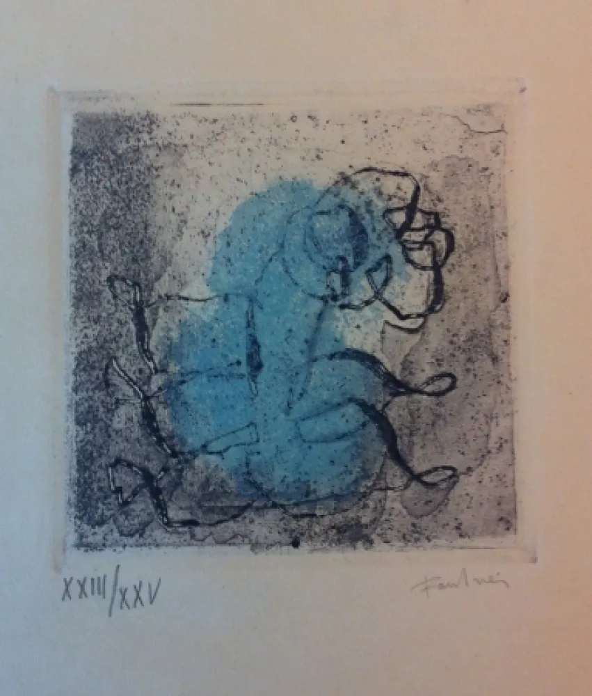 Água-Forte E Água-Tinta Fautrier - Petit paysage vert et violet