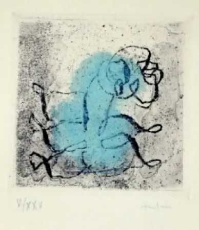 Água-Forte E Água-Tinta Fautrier - Petit paysage vert et violet