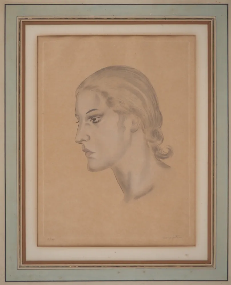 Água-Forte Foujita - Femme de profil