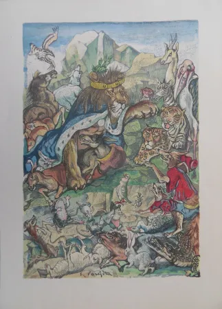 Gravura Foujita - Les animaux malades de la peste