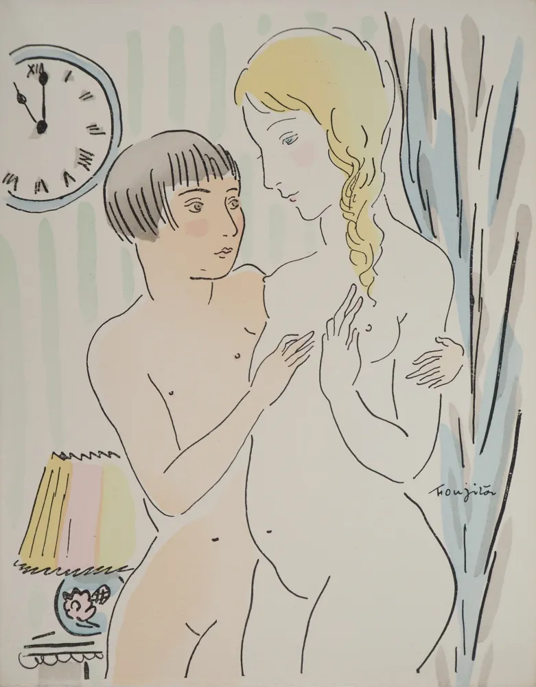 Gravura Foujita - Les jeunes filles intimidées
