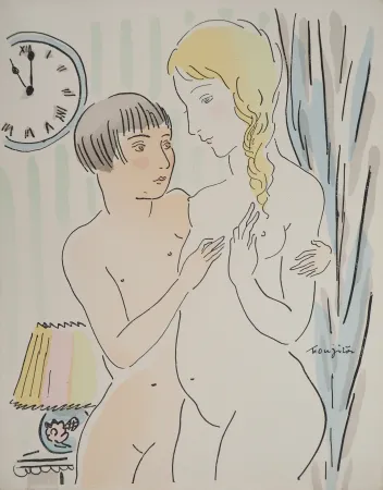 Gravura Foujita - Les jeunes filles intimidées
