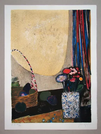 Litografia Genis - Nature morte au bouquet