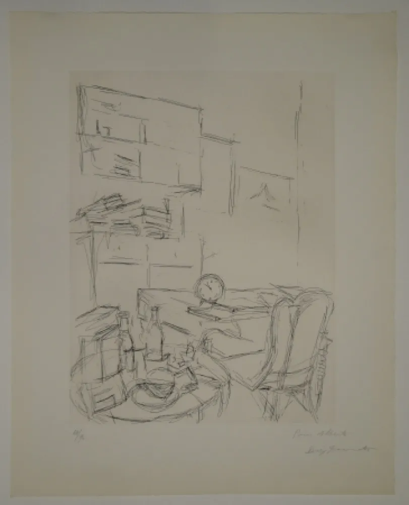 Água-Forte Giacometti - Le Réveil dans la chambre rue Hippolyte Maindron / Le Réveille-matin (The Alarm Clock). 