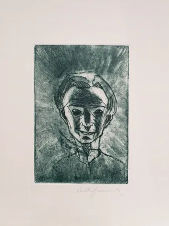 Gravura Gramatté - Lächelnder Kopf - Selbstporträt (Smiling Head - Self Portrait)