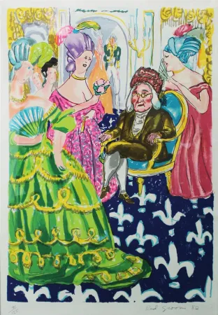 Litografia Grooms - Franklins Reception at the Court of France