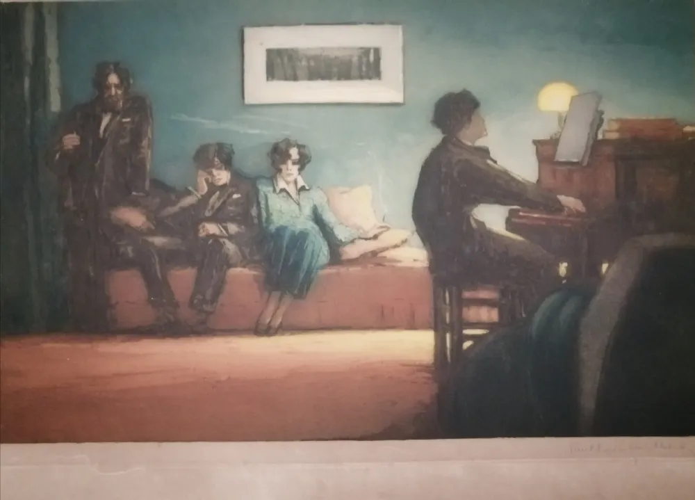 Água-Tinta Guilbert - La leçon de piano