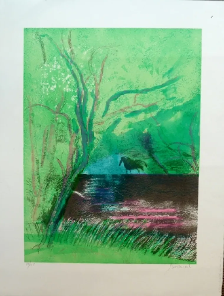 Litografia Guiramand - Le Fleuve sous les Feuillages