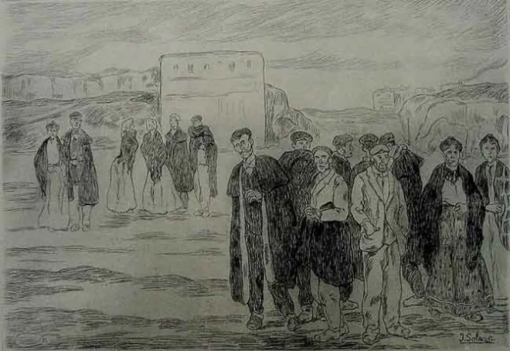 Água-Forte Gutiérrez Solana  - Domingo en las afueras