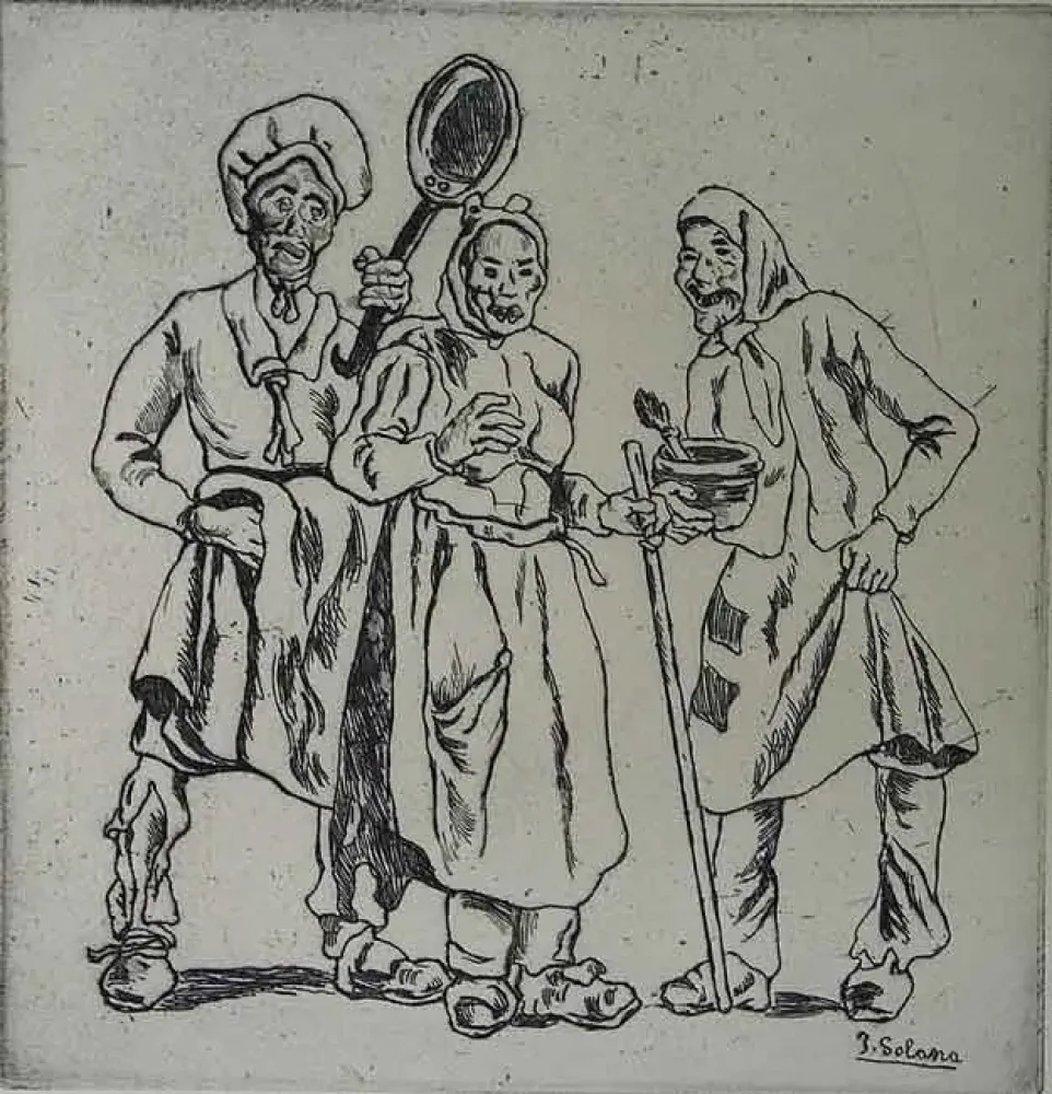 Água-Forte Gutiérrez Solana  - Máscaras de los cocineros