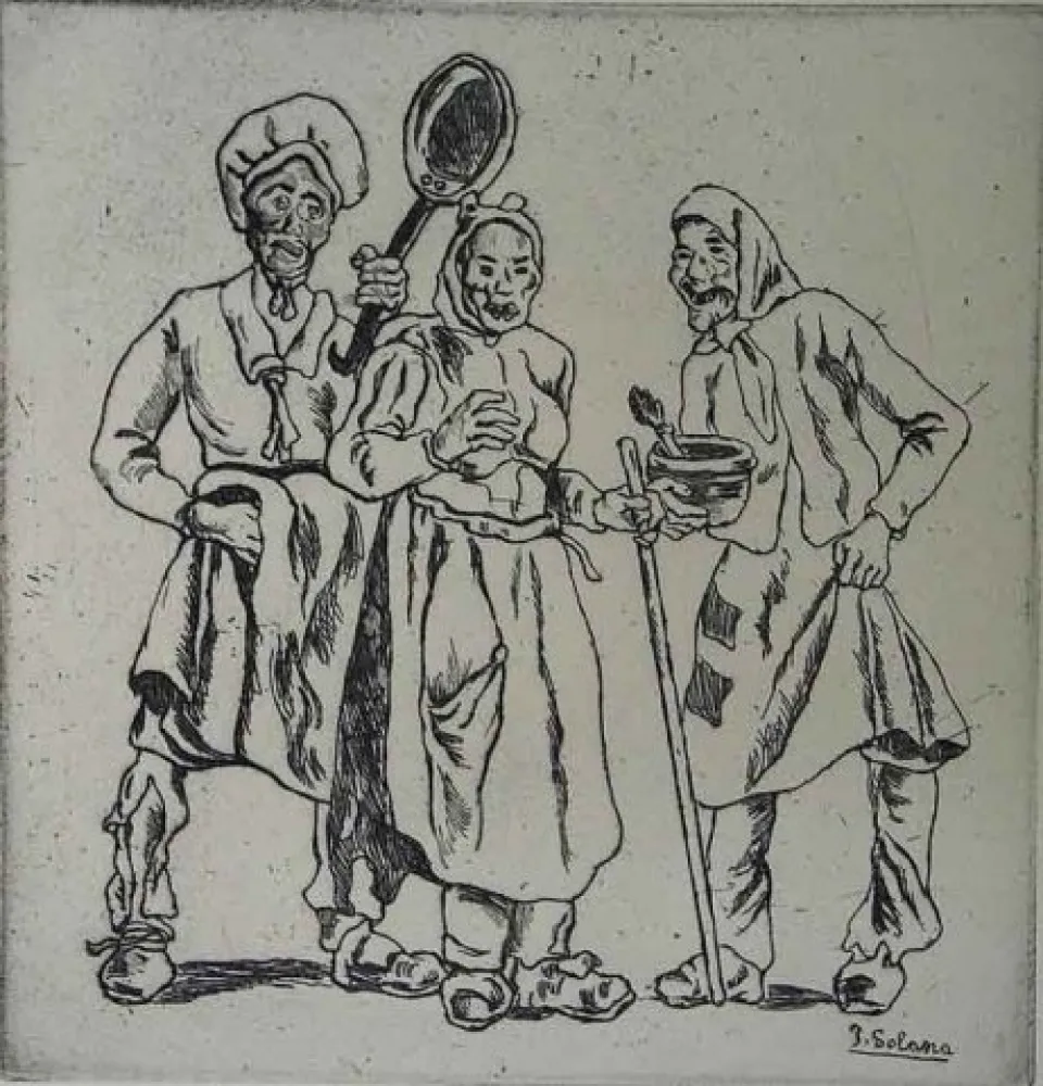 Água-Forte Gutiérrez Solana  - Máscaras  de los cocineros