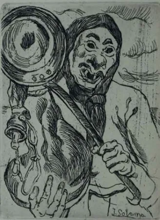 Água-Forte Gutiérrez Solana  - Mascarón