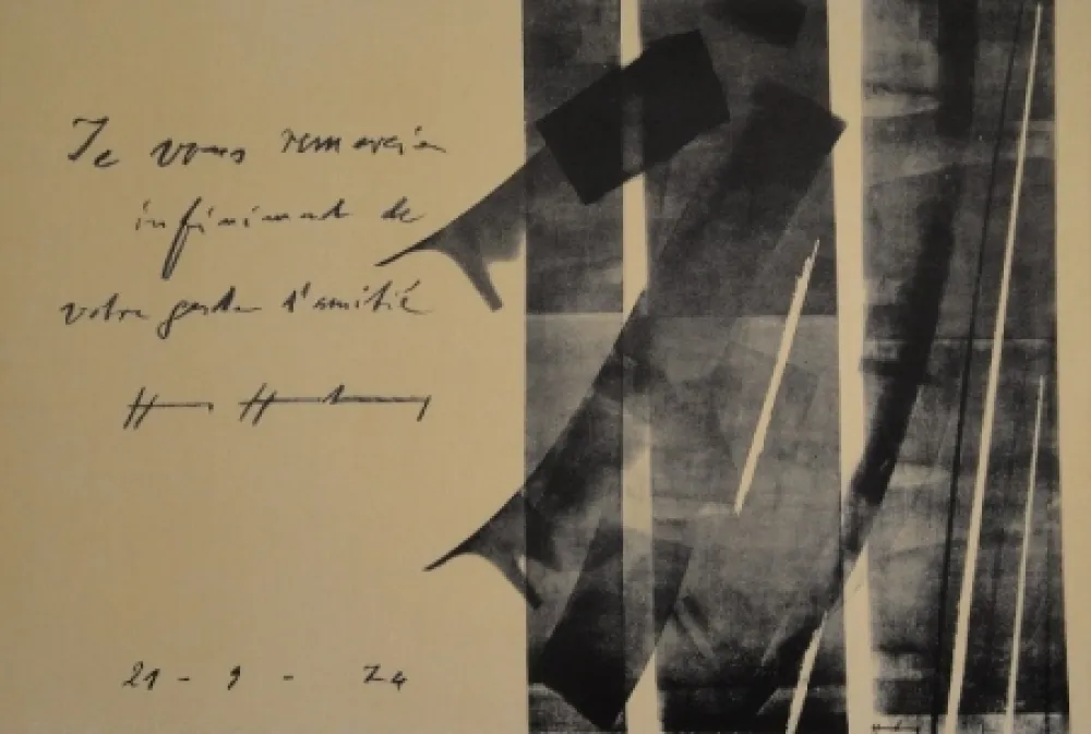 Litografia Hartung - E vous remercie infiniment de votre geste d’amitié