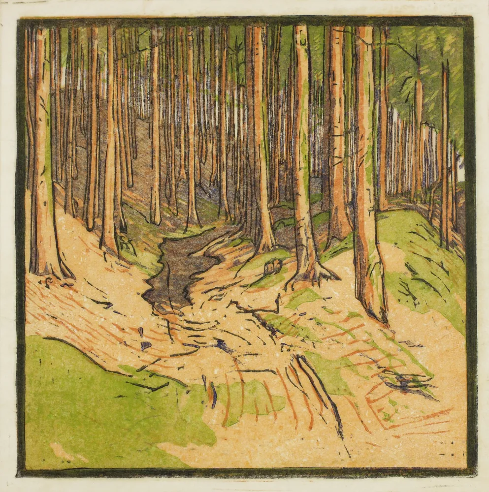 Linogravura Henneberg - Waldweg