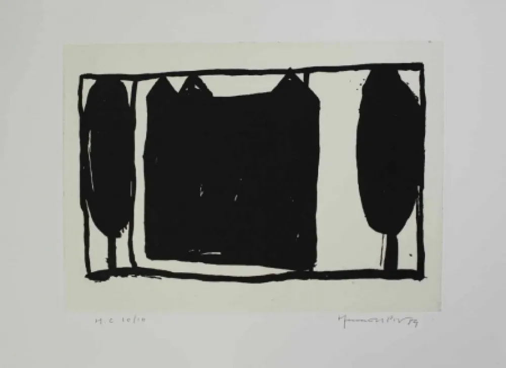 Água-Tinta Hernandez Pijuan - Arbres i casa II