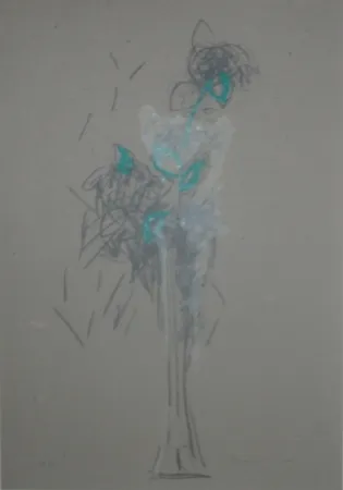 Litografia Hernandez Pijuan - Bouquet sur carton