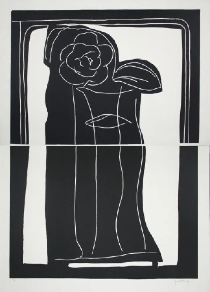 Linogravura Hernandez Pijuan - Gerro amb flors / Vase with Flowers