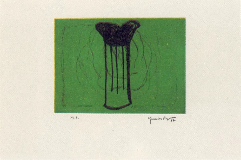 Múltiplo Hernandez Pijuan - Gerro i flor sobre verd