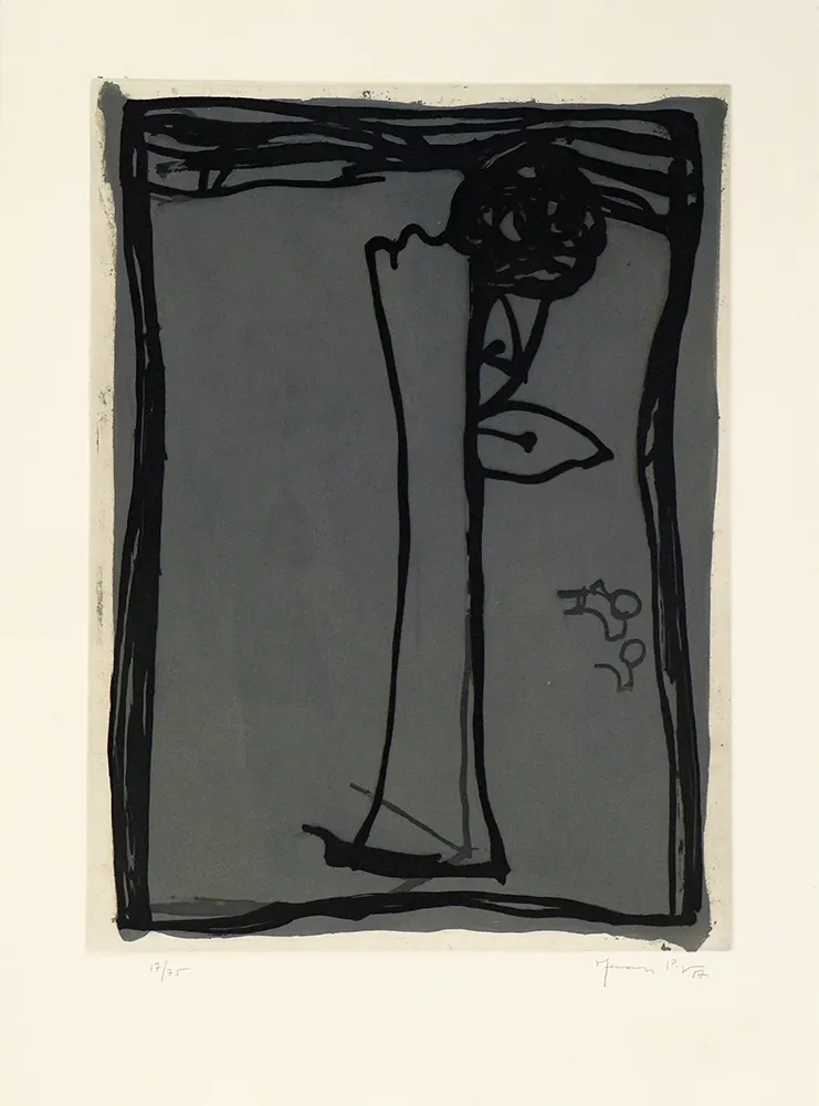 Gravura Hernandez Pijuan - Jarro con rosa