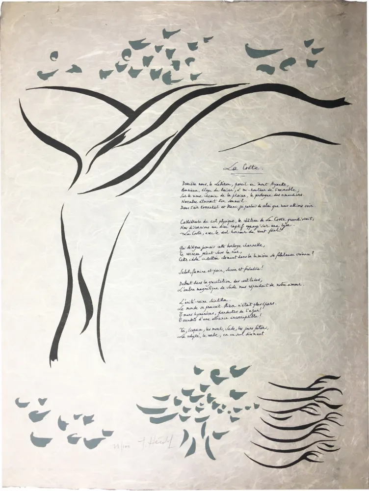 Gravura Herold - Gilbert Lély : LA COSTE. Affiche-Poème originale (1968).