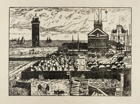 Xilogravura Laage - Beim Leuchtturm (At the Lighthouse)