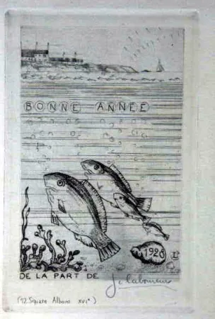 Água-Forte Laboureur - Marine aux quatre poissons