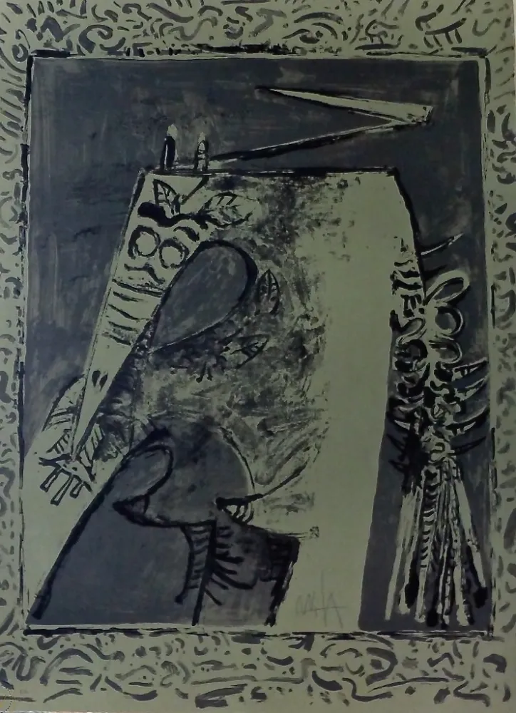 Litografia Lam - Figura verde