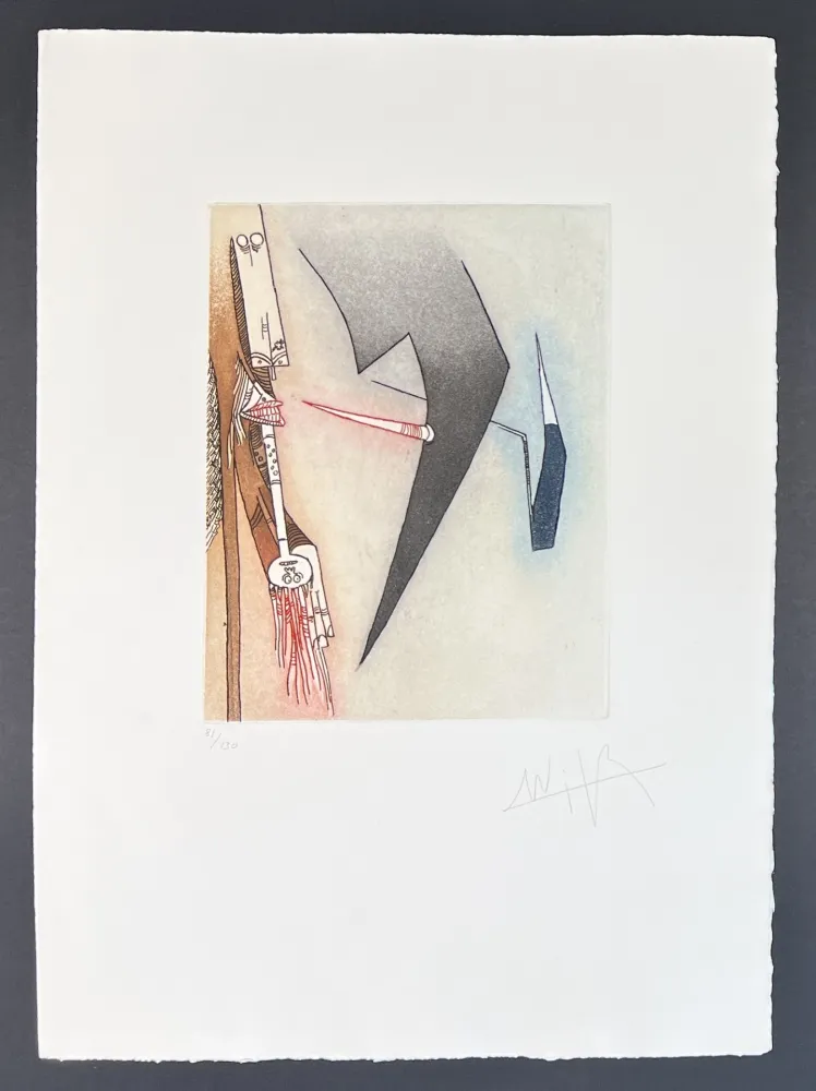 Gravura Lam - Wifredo Lam (1902-1982) - Coloured etching and aquatint - 1966