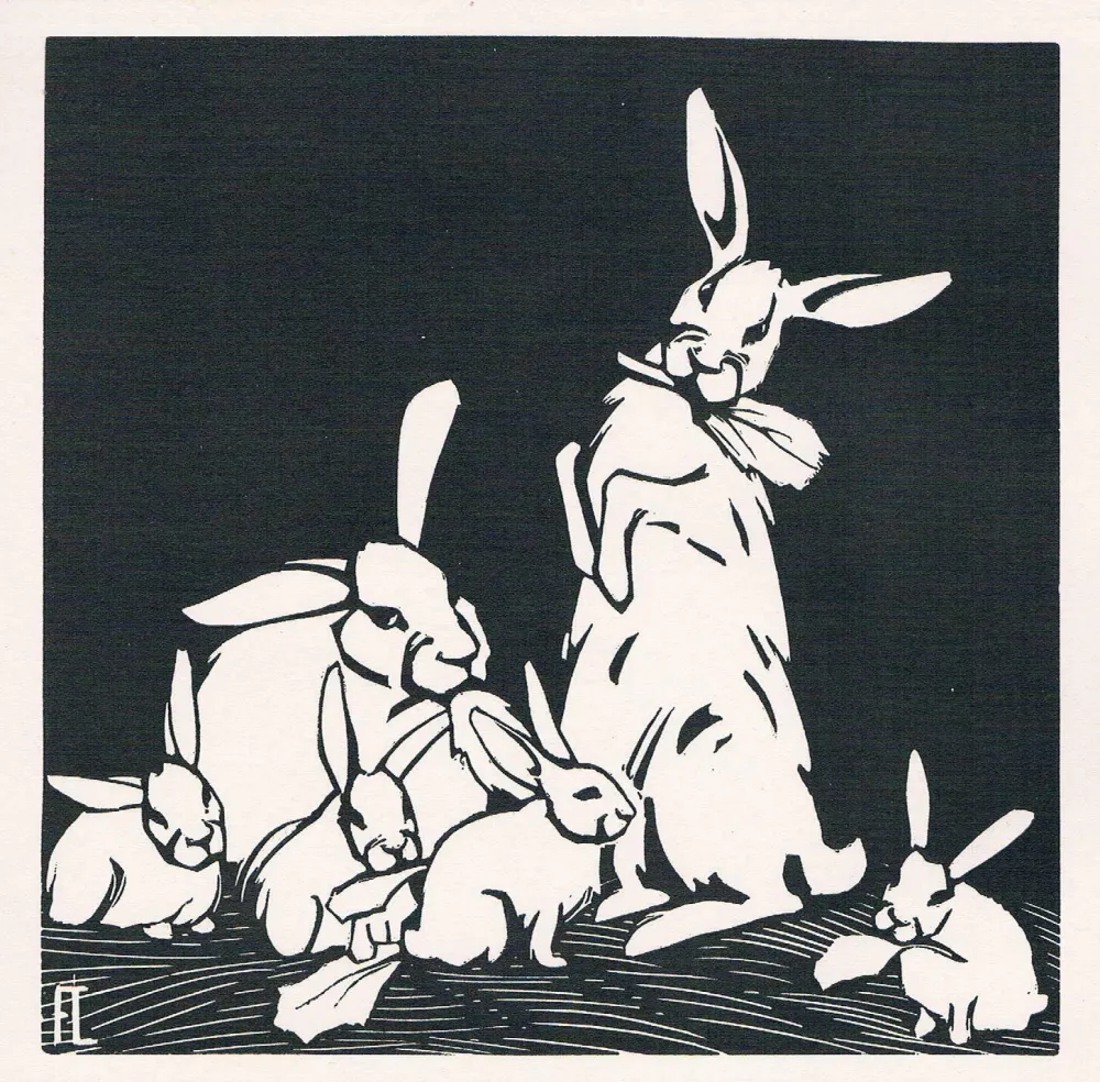 Xilogravura Lang - Rabbits
