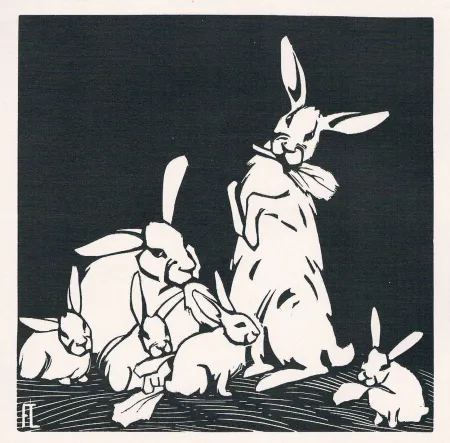 Xilogravura Lang - Rabbits