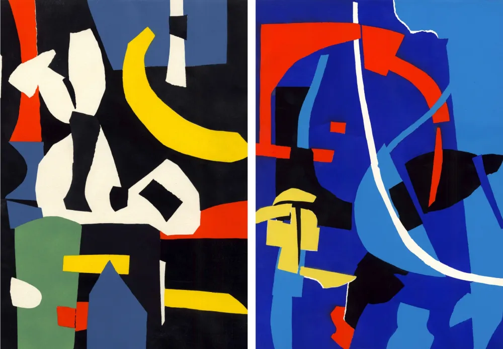 Estêncil Lanskoy - CORTÈGE. Pochoirs originaux n° 1 et n° 2 (1959)