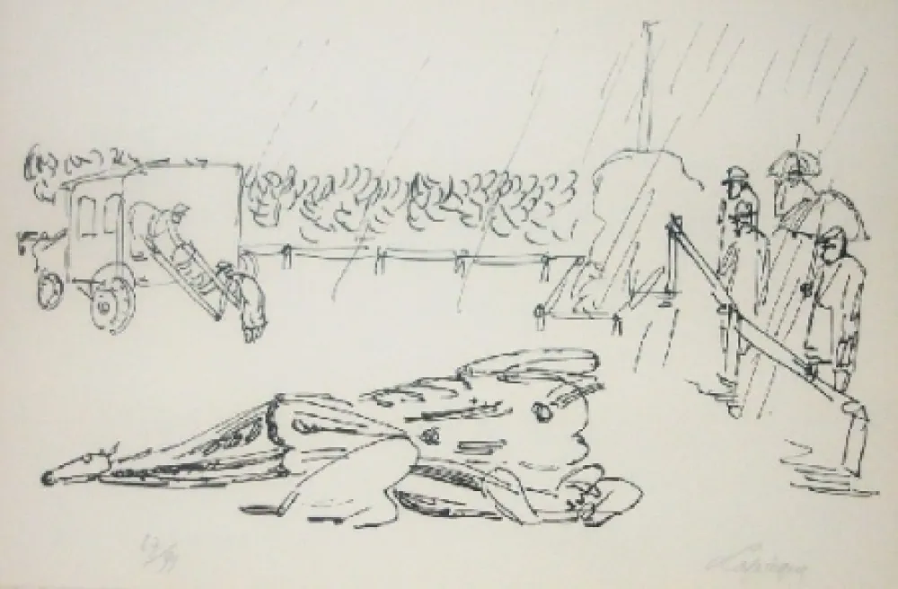 Litografia Lapicque - L'accident