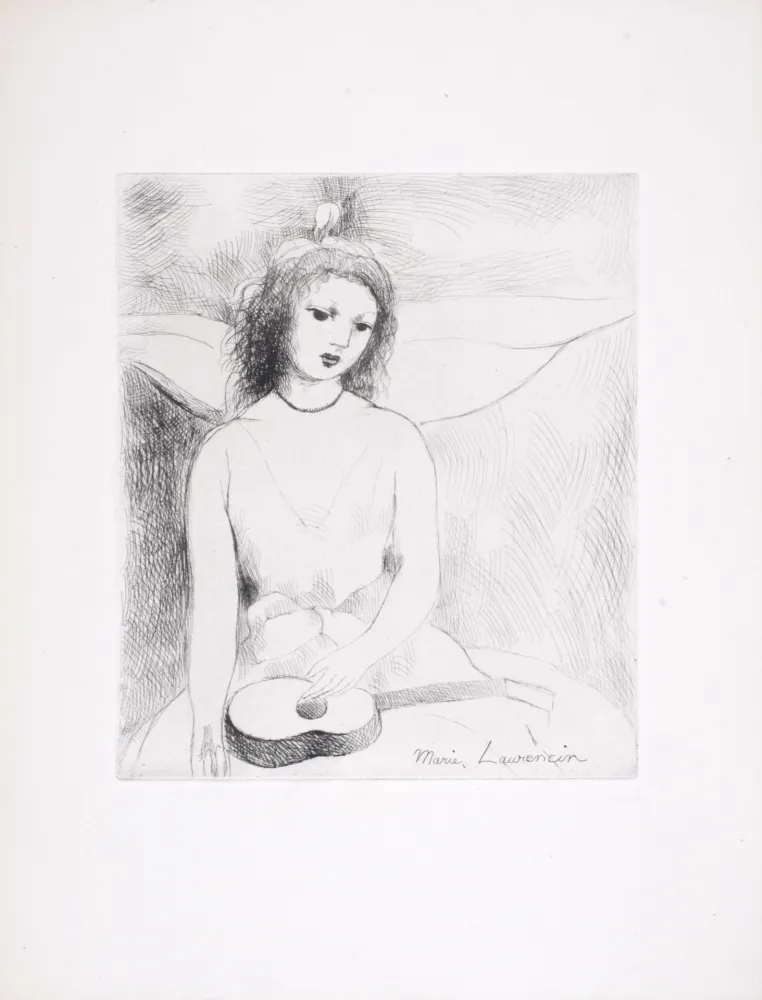 Água-Forte Laurencin - Jeune fille à la guitare, 1946