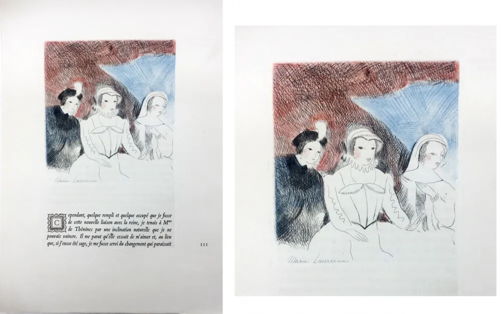 Água-Forte Laurencin - LA PRINCESSE DE CLÈVES (Pl. VII signée au crayon). 1947